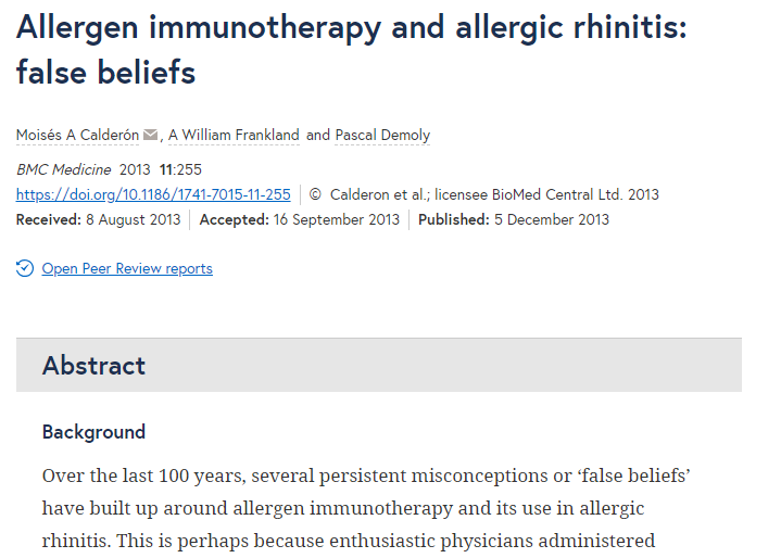 Allergen immunotherapy and allergic rhinitis: false beliefs
