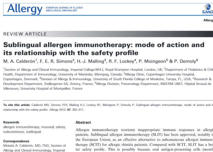 Sublingual allergen immunotherapy: mode of action and its relationship with the safety profile