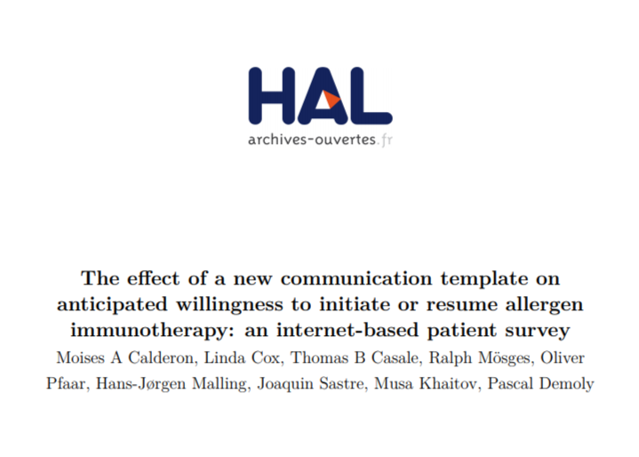 The effect of a new communication template on anticipated willingness to initiate or resume allergen immunotherapy: an internet-based patient survey