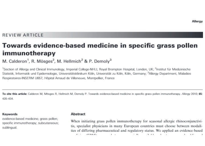 Towards evidence-based medicine in specific grass pollen immunotherapy